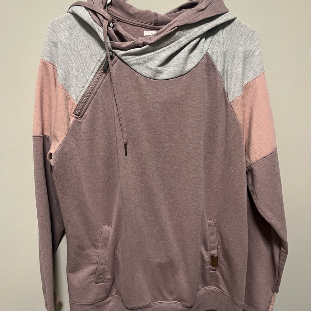 Maurices Mauve and Light Gray Hoodie size large